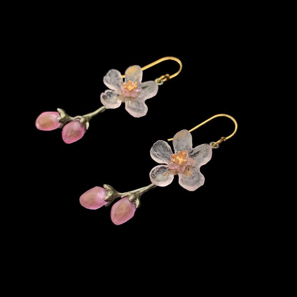 ピーチブロッサム フラワードロップ ワイヤーピアス / Peach Blossom Flower Drop Wire Earrings