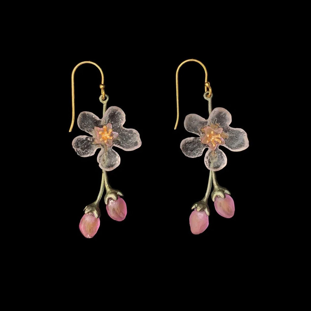 ピーチブロッサム フラワードロップ ワイヤーピアス / Peach Blossom Flower Drop Wire Earrings