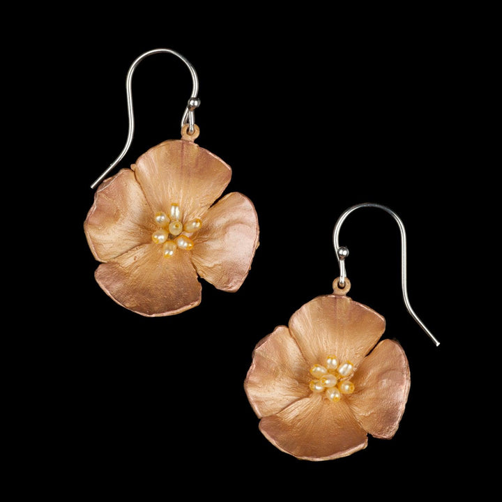 California Poppy Earrings - Large Flower - Michael Michaud Jewellery