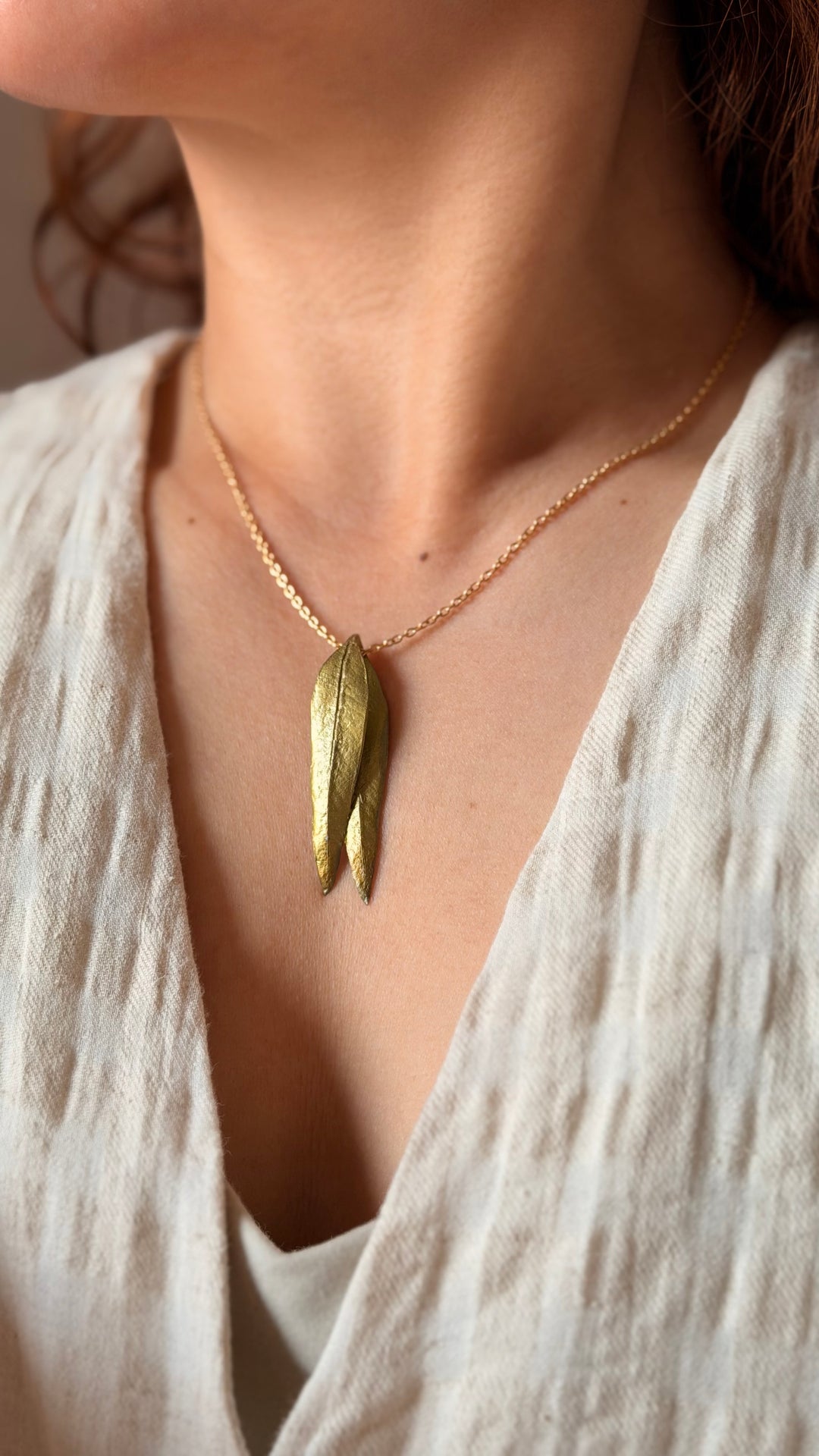 Eucalyptus Long Double Leaf Pendant