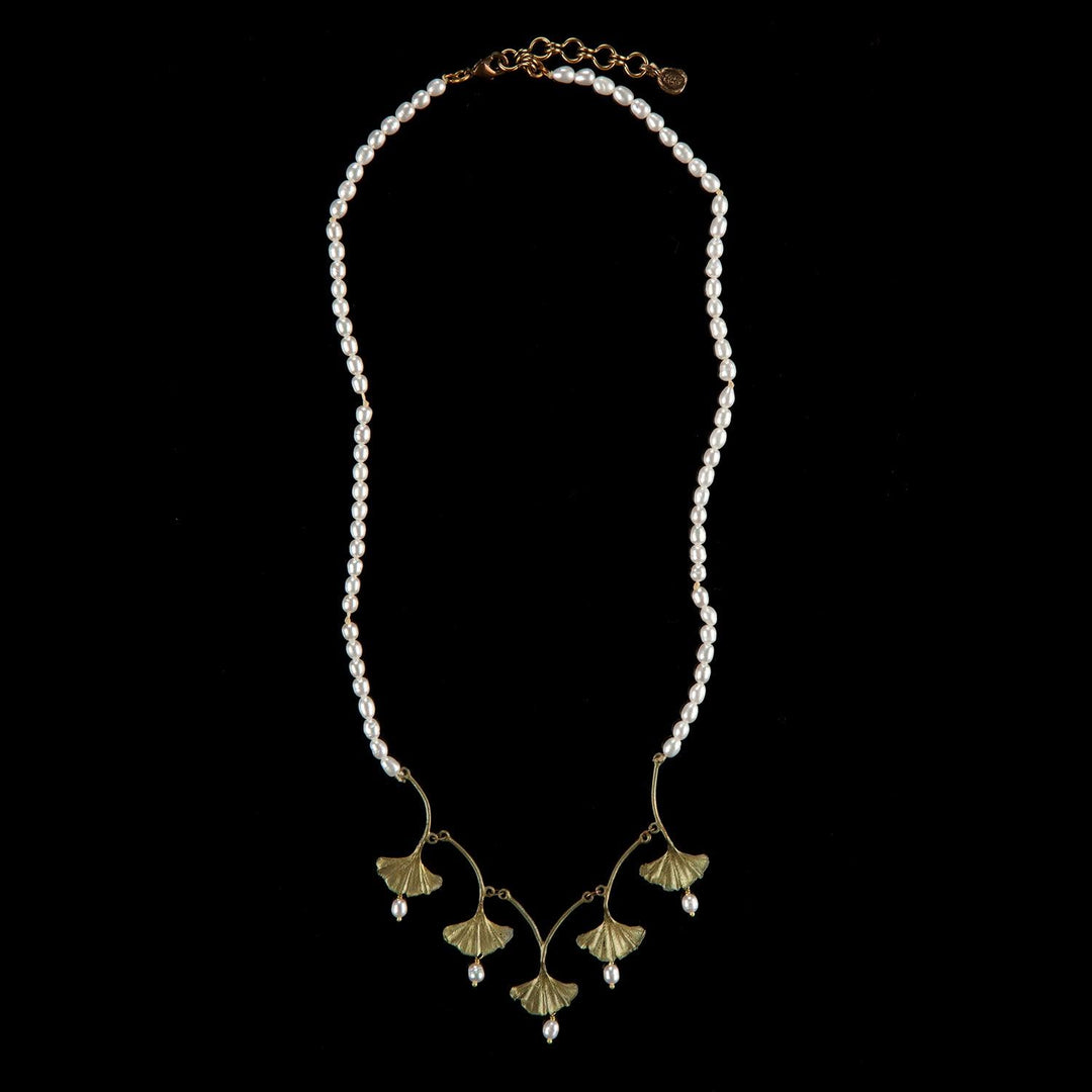 Ginkgo Necklace - Pearl Drops - Michael Michaud Jewellery