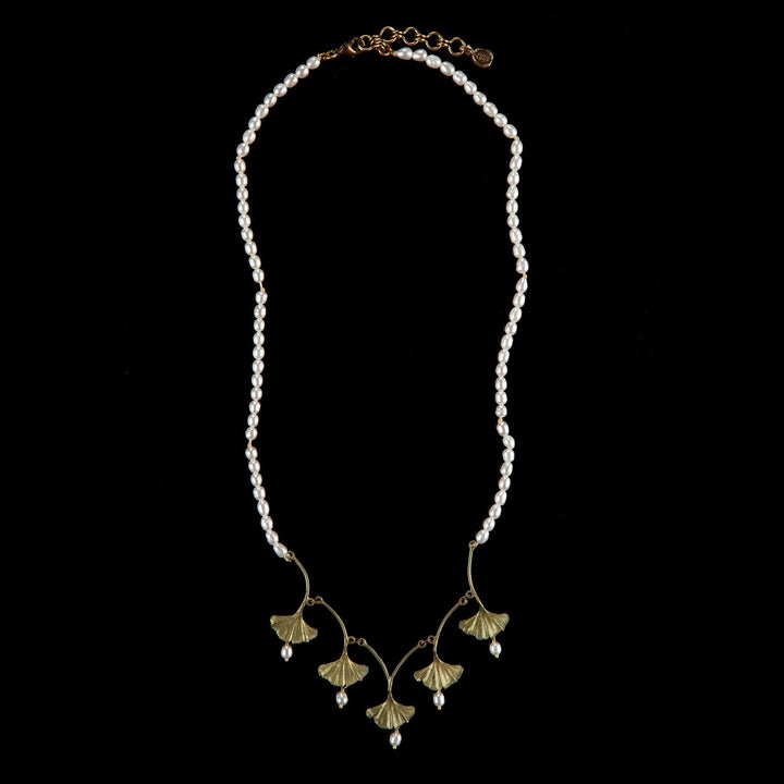 Ginkgo Necklace - Pearl Drops - Michael Michaud Jewellery