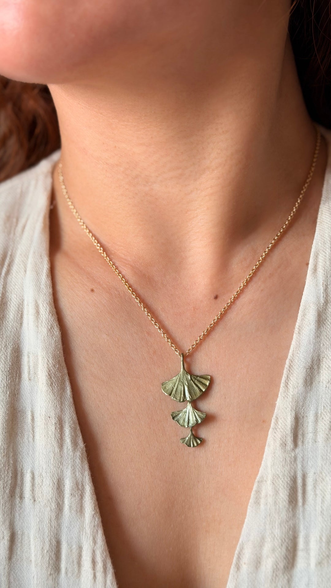 Ginkgo Pendant - Triple Leaves