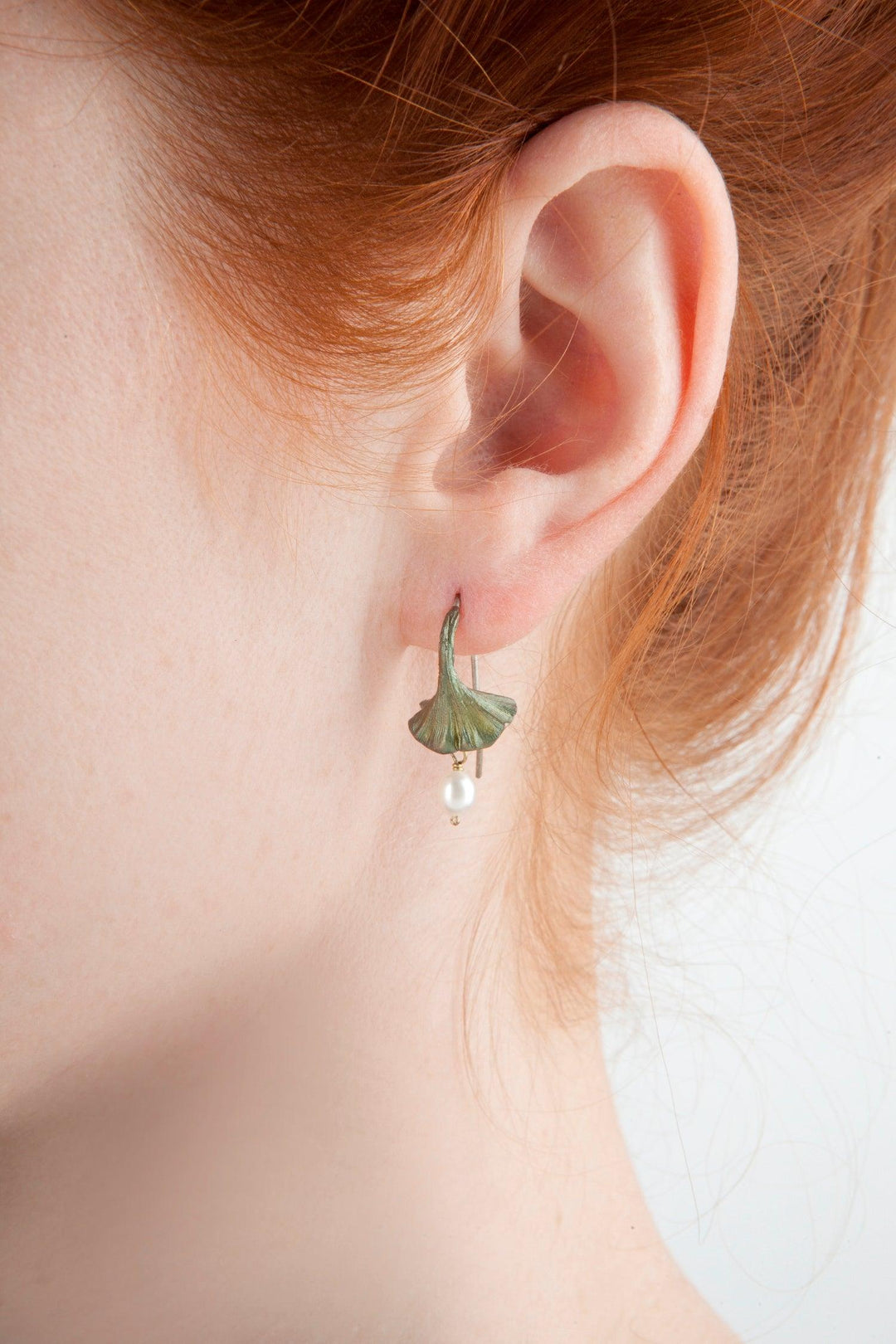 Ginkgo Earrings - Pearl Drop - Michael Michaud Jewellery