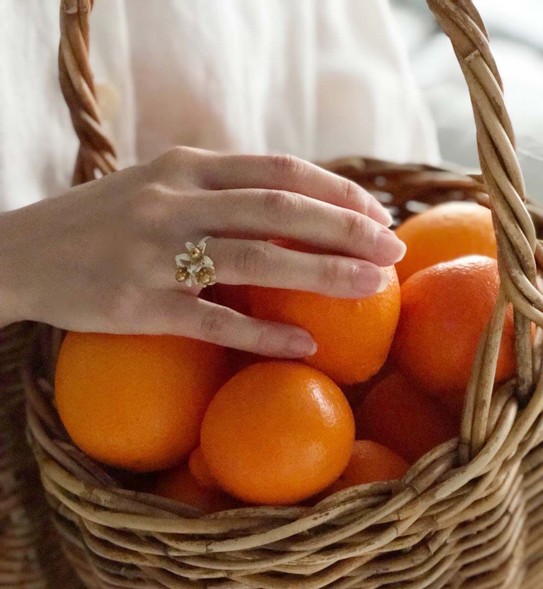 オレンジブロッサムのリング トリプルフラワー Orange Blossom Ring